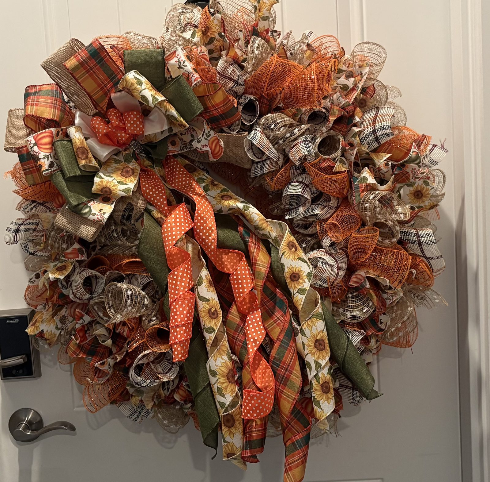 Rustic fall swag with plaid ribbon