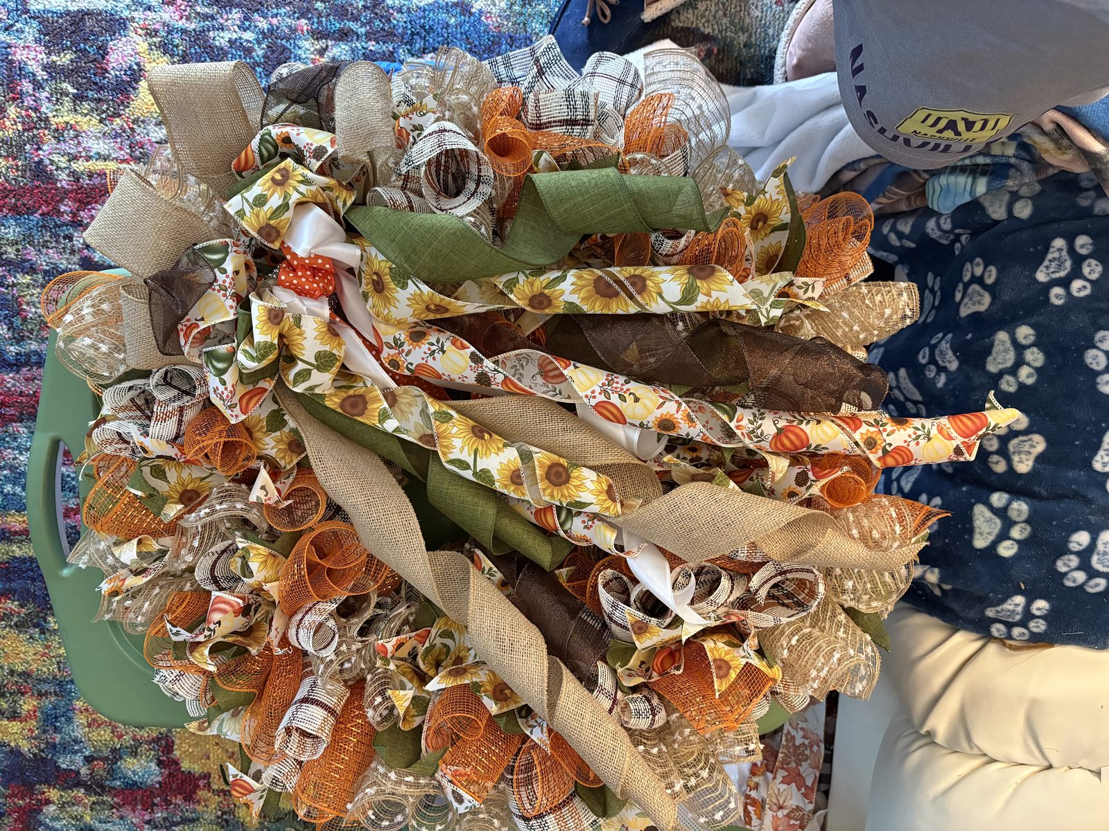 Fall swag with ribbons and autumn picks