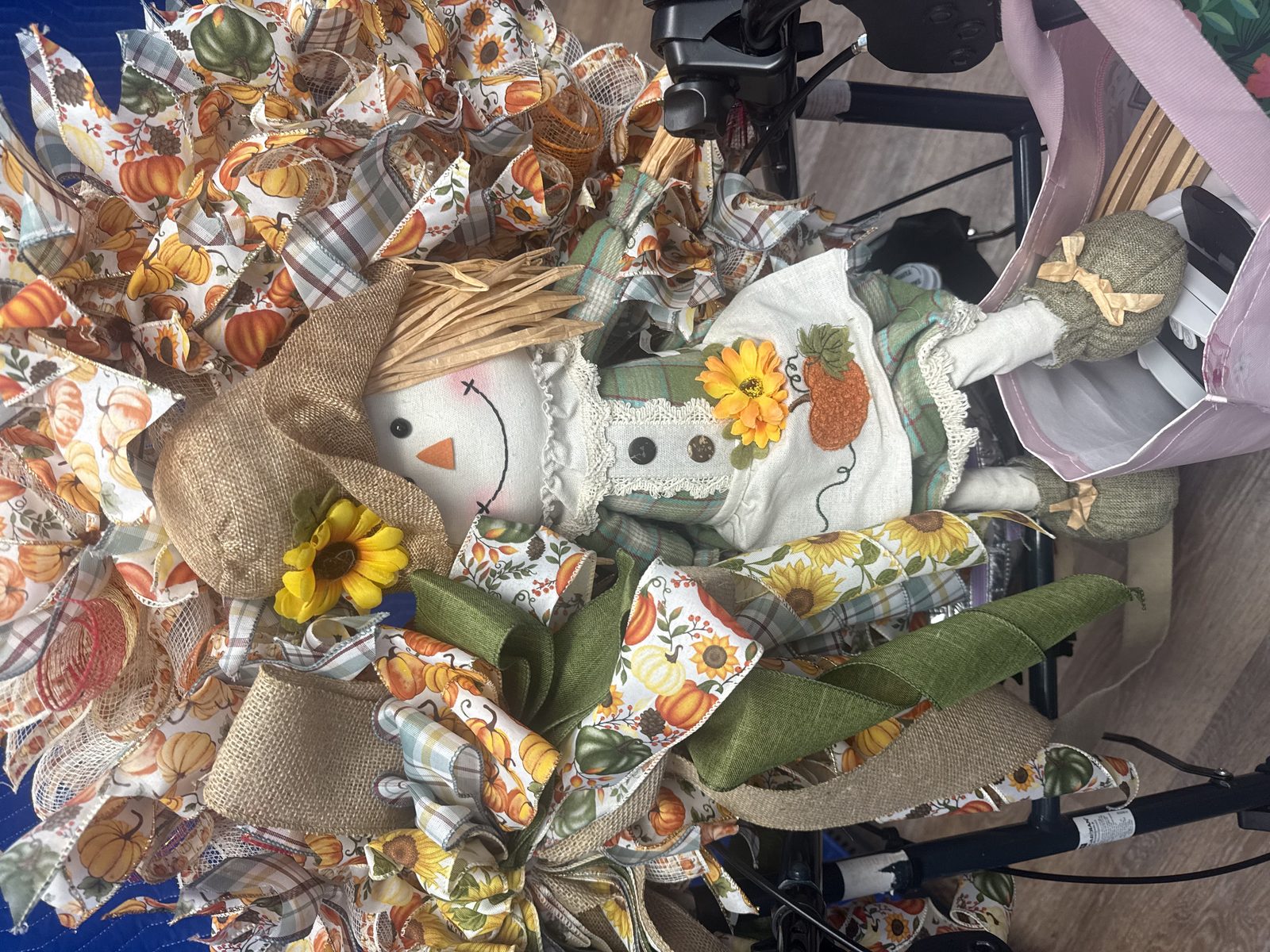 Scarecrow themed fall wreath