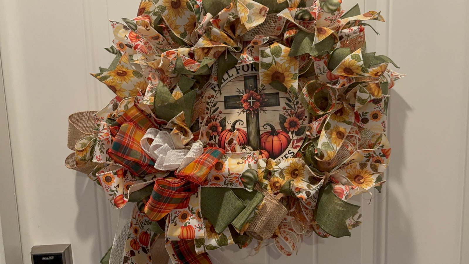 Thanksgiving wreath on a door